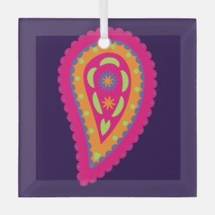 Adorno De Cristal Motivo Floral Boho Rosa