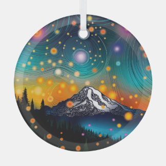 Adorno De Cristal Mt. Rainier Starry Sky