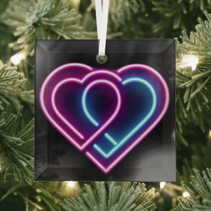 Adorno De Cristal Mugre El día de San Valentín de corazón rosa/azul 