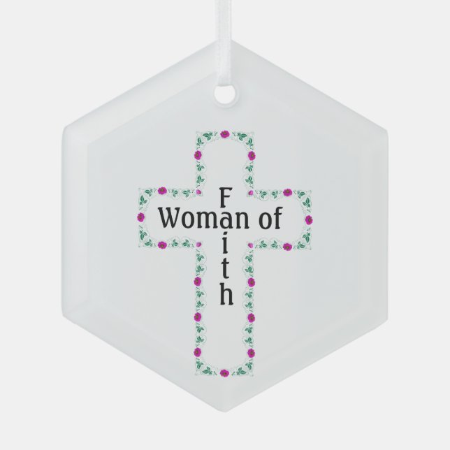 Adorno De Cristal Mujer de fe (Anverso)