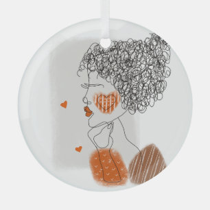 Adorno De Cristal Mujer de la moda: Líneas negras gráficas