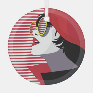 Adorno De Cristal Mujer de moda del arte pop Vintage