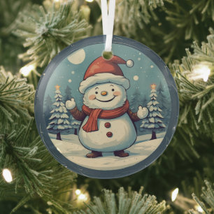Adorno De Cristal Muñeco de nieve vintage 