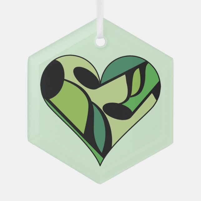 Adorno De Cristal Music Notes Heart (Anverso)