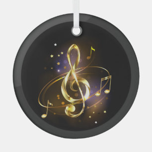 Adorno De Cristal Música de Clef de Triplete de Oro