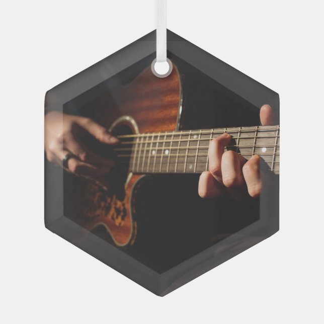 Adorno De Cristal Músico de música guitarra (Anverso)