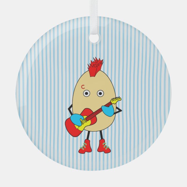 Adorno De Cristal Músico de rock Egghead (Anverso)