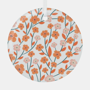 Adorno De Cristal Naranja floral Pastel blanco sin soldadura