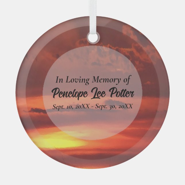 Adorno De Cristal Naranja Sunrise Memorial Keepsake Suncatcher (Anverso)