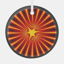 Adorno De Cristal Naranja Sunshine Starburst Fractal Mandala