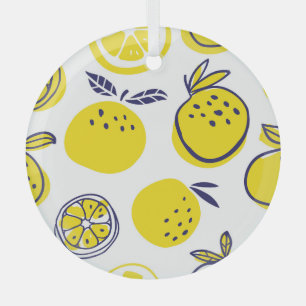 Adorno De Cristal Naranjas De Verano: Patrón De Fruta Elegante.