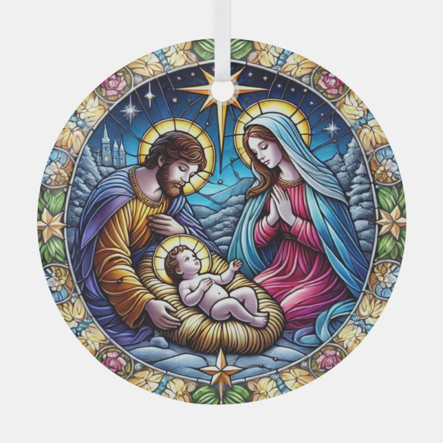 Adorno De Cristal Natividad de Navidades de vidrio templado (Anverso)