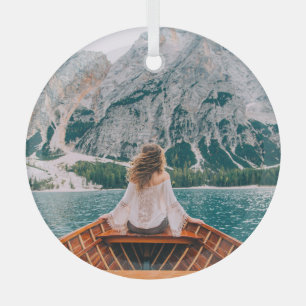 Adorno De Cristal Naturaleza del lago alpino de Silhouette