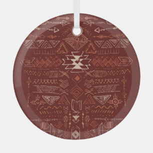 Adorno De Cristal Navajo Aztec: Patrón de Doodle Étnico.