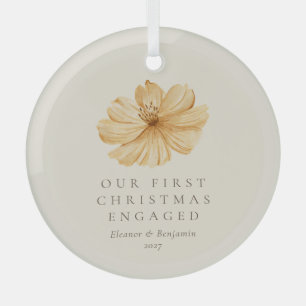 Adorno De Cristal Navidad Bohemio Floral Personalizada Primera Navid