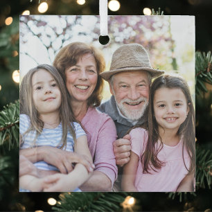 Adorno De Cristal Navidad con Foto Familiar Personalizada Simple