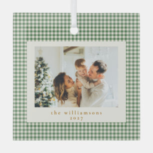 Adorno De Cristal Navidad con foto personalizada de cuadros gingham