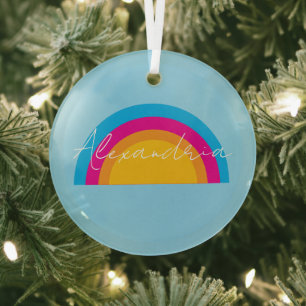 Adorno De Cristal Navidad Nombre Arcoíris Personalizado