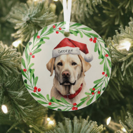 Adorno De Cristal Navidad perro amarillo labrador recuperador de San