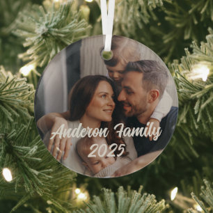 Adorno De Cristal Navidad Personalizada Familia Foto Personalizada T