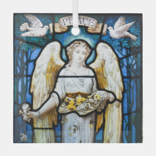 Adorno De Cristal Navidad vintage, William Morris "Ángel de la Paz"