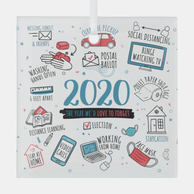 Adorno De Cristal Navidades 2020 Pandemia conmemorativa (Anverso)