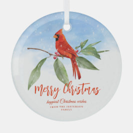 Adorno De Cristal Navidades acuarela azul verde verde rojo cardenal