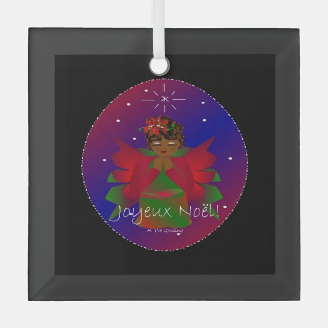 Adorno De Cristal Navidades Angel Baby Praying Joyeux Noel (Anverso)