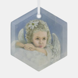 Adorno De Cristal Navidades Angel Hexagon