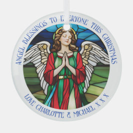 Adorno De Cristal Navidades Ángel Rojo Y Mancha Verde