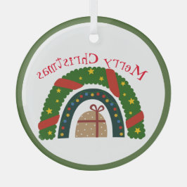 Adorno De Cristal Navidades Arcoiris Con Un Presente