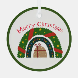 Adorno De Cristal Navidades Arcoiris Con Un Presente