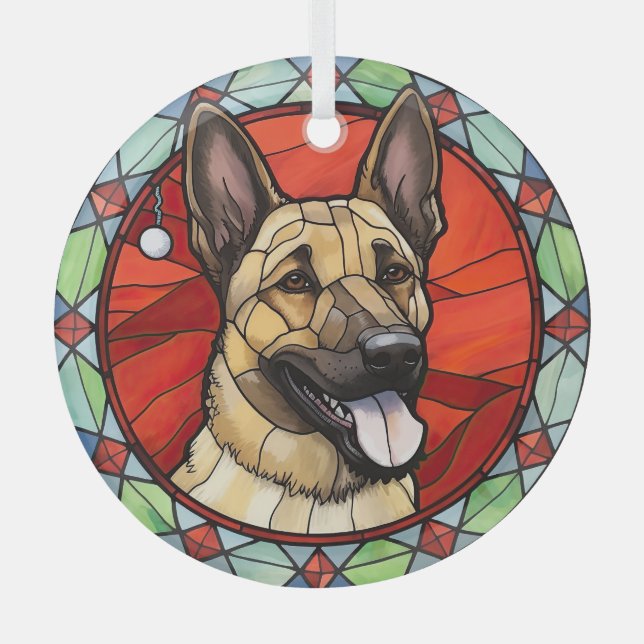 Adorno De Cristal Navidades belgas malinois de vidrio templado (Anverso)