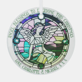 Adorno De Cristal Navidades Blessings Angel Green Stainings
