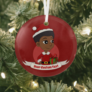 Adorno De Cristal Navidades chica con un personalizado africano