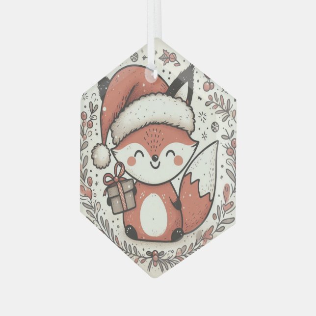 Adorno De Cristal Navidades Cute Fox (Anverso Izquierdo)