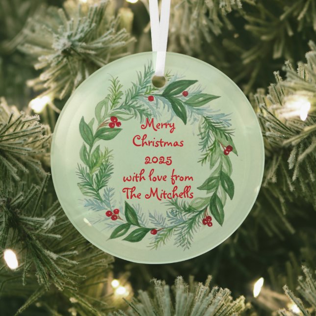 Adorno De Cristal Navidades de acuarela pintados a mano (in situ)