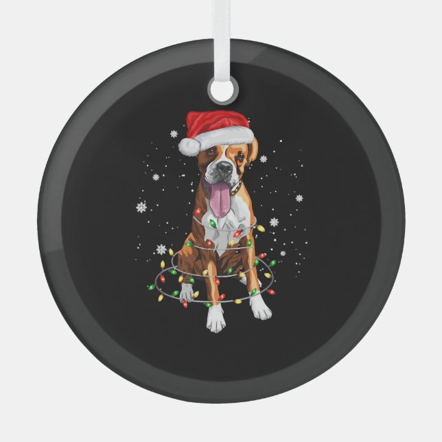 Adorno De Cristal Navidades de árbol de perros boxer iluminan Navida (Anverso)