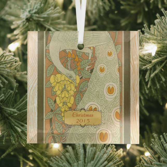 Adorno De Cristal Navidades de Art Nouveau invitan a los pavos reale (in situ)