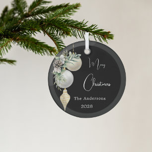 Adorno De Cristal Navidades de baubles blancos de oro negro