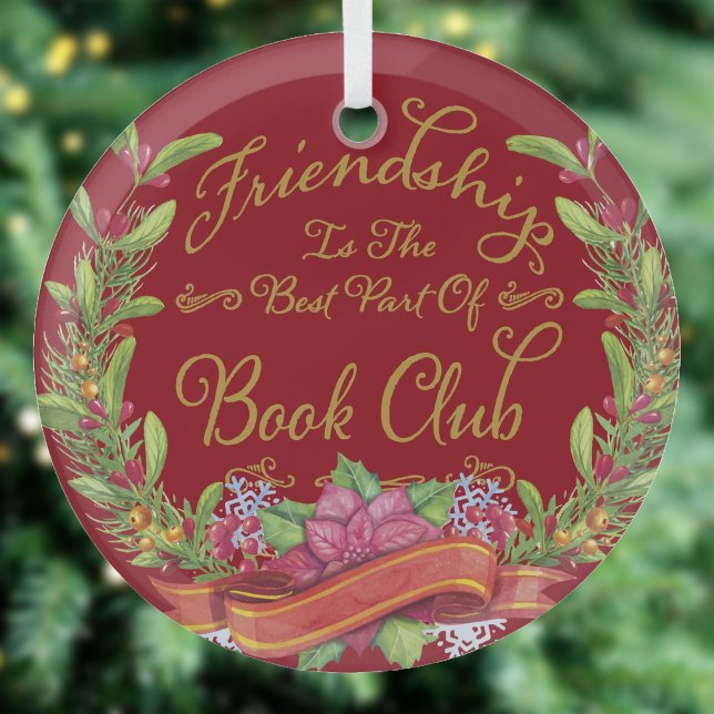 Adorno De Cristal Navidades de "Book Club Red Friendship" (Book Club Friendship Ornament)