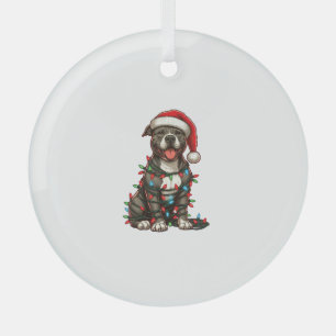Adorno De Cristal Navidades de bulldog de foso iluminan nieve de San