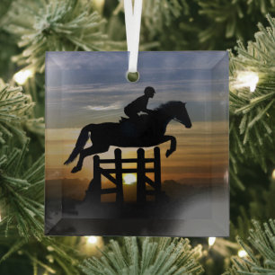 Adorno De Cristal Navidades de caballos de Hunter Jumper