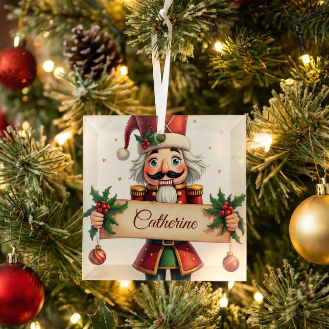 Adorno De Cristal Navidades de cazadores de nueces personalizados co (Personalized Nutcracker Name Ornament – Charming Christmas Tree Keepsake)