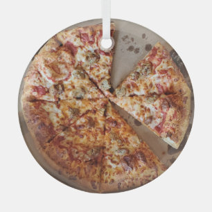 Adorno De Cristal Navidades de comida de aguijón espesada de pizza d