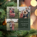 Adorno De Cristal Navidades de fotografía Minimalistas modernos<br><div class="desc">Ornamento Minimalista moderno de Navidad de Collage de fotos familiar</div>