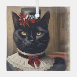 Adorno De Cristal Navidades de gato negro retro