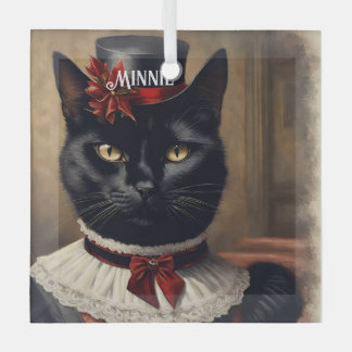 Adorno De Cristal Navidades de gato negro retro