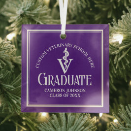 Adorno De Cristal Navidades de graduación de la Escuela Purple Veter