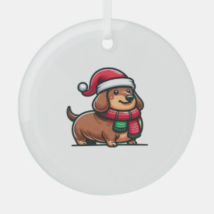 Adorno De Cristal Navidades de la elegancia de Dachshund Anticipatio